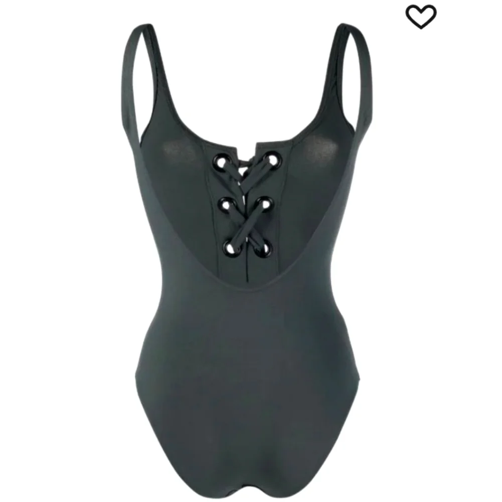 Michael Kors Women's Black Lace Up Gold Grommets One Piece Swimsuit Size 8 - Picture 2 of 13